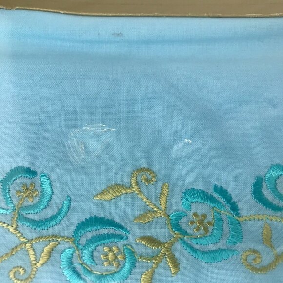 Vtg Sealed Riegel Permalux Gift Pillowcase Set Blue Embroidered Floral Design - Picture 6 of 10